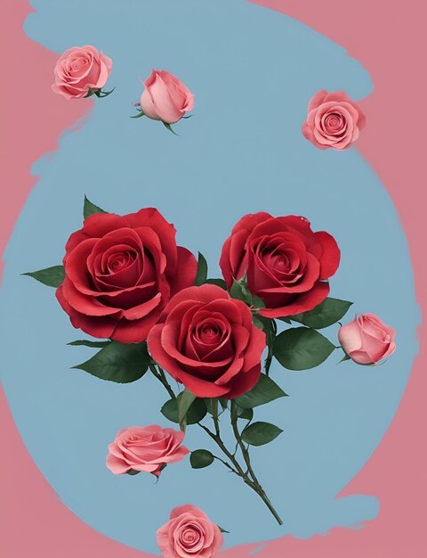 Une belle rose rouge sur un fond bleu pastel ressemble à l'amour et est bien isolée