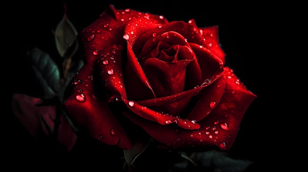 Une belle rose rouge sur fond sombre