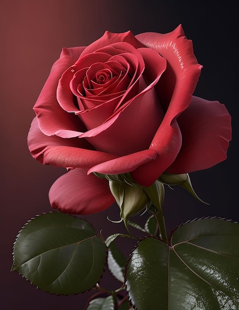 belle rose rouge générative par Ai 02