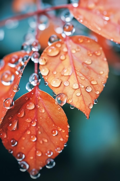 Belle rosée du matin d'automne arrière-plan de la nature de l'automne gros plan feuillage lumineux avec des gouttes d'eau