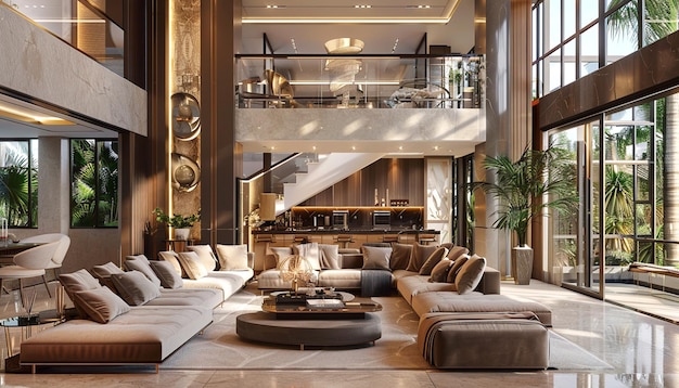 Belle salle de séjour de luxe avec intérieur