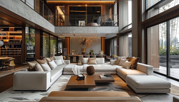 Belle salle de séjour de luxe avec intérieur