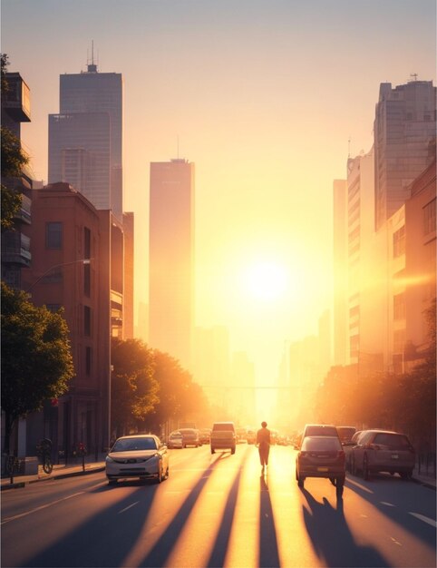 Photo belle scène de lever de soleil dans la ville