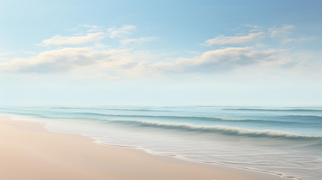 Photo une belle scène de plage avec un océan calme et un ciel bleu clair