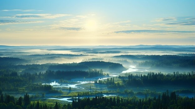 belle scène de rivière avec forêt Fond d'écran créatif de photographie haute définition