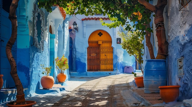 Une belle scène de rue à Chefchaouen au Maroc