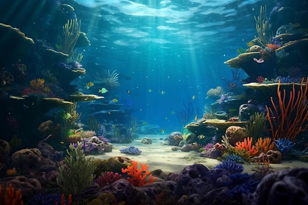 Belle scène sous-marine de l'océan Image IA générative