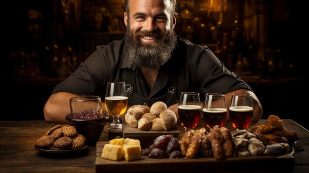 Photo une belle serveuse du festival d'octobre un tonneau de bière un fond lumineux un fond hd