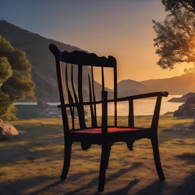 Une belle silhouette de chaises sur le fond de la nature.