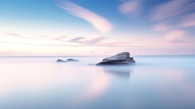 Belle surface de l'eau du paysage marin et ciel avec nuages Composition naturelle