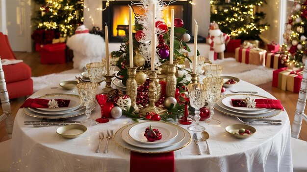 Belle table de Noël avec des décorations