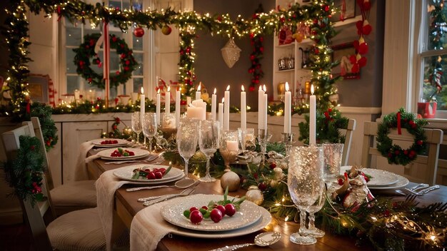 Belle table de Noël avec des décorations