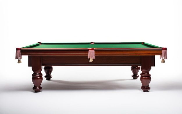 Belle table de snooker en bois avec des tapis verts sur elle personnage 3D isolé sur fond blanc