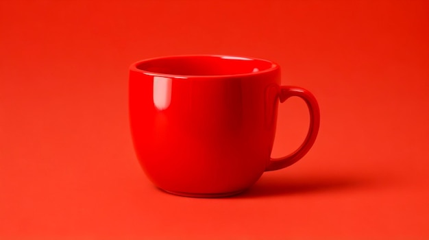 Belle tasse rouge sur fond coloré