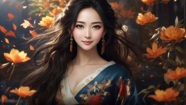 belle tenue chinoise, sourire de portrait et flair automnal