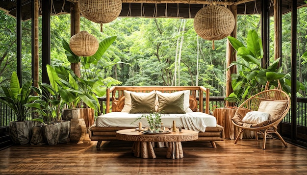 belle terrasse avec vue sur la jungle