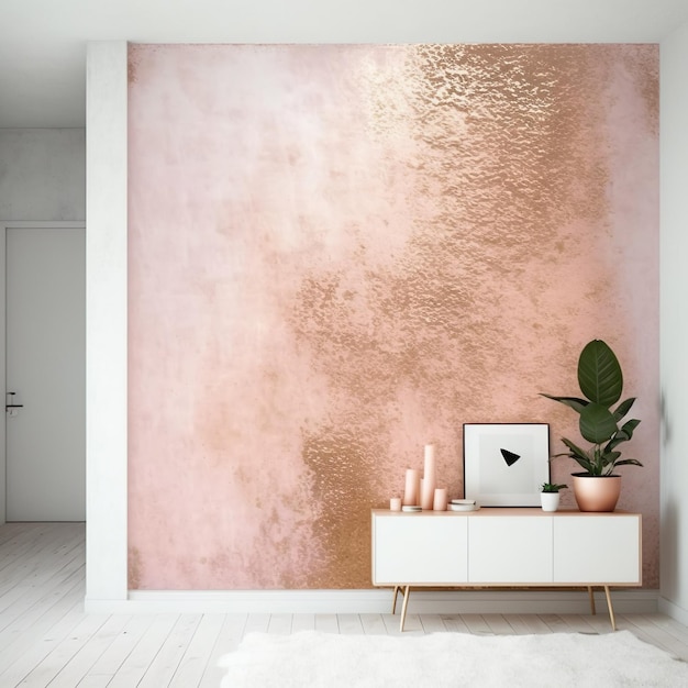 Belle texture de mur en stuc peint en or rose décoratif grunge abstrait