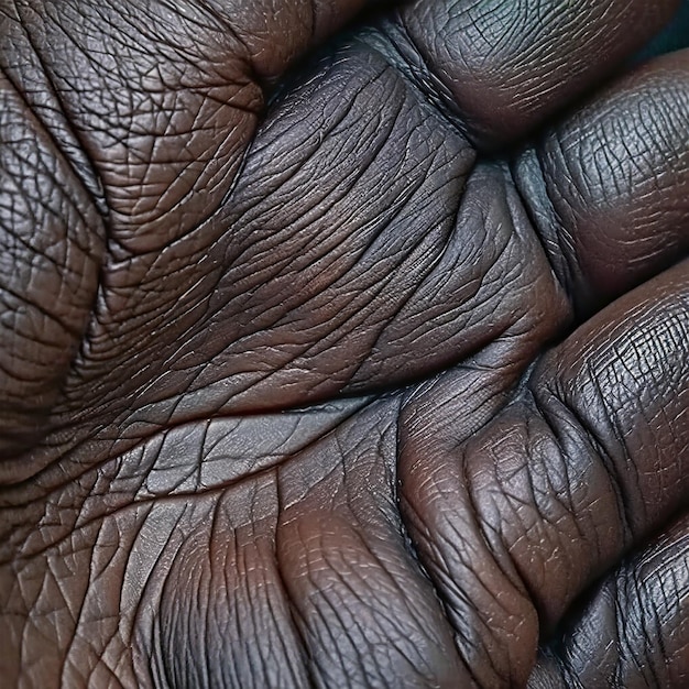 Belle texture de la peau foncée de la main humaine beauté du corps humain dans les détails