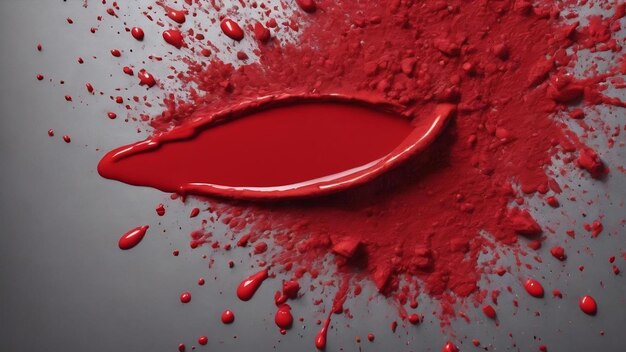 Belle texture d'une riche couleur rouge vif couleur écarlate texture de rouge à lèvres ombre à yeux peinture liqui