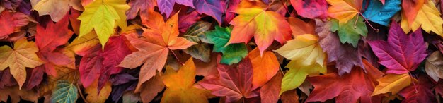 Belle toile de fond d'automne d'un tableau coloré de feuilles tombées IA générative