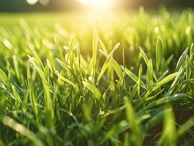 Belle toile de fond naturelle d'herbe verte et de soleil