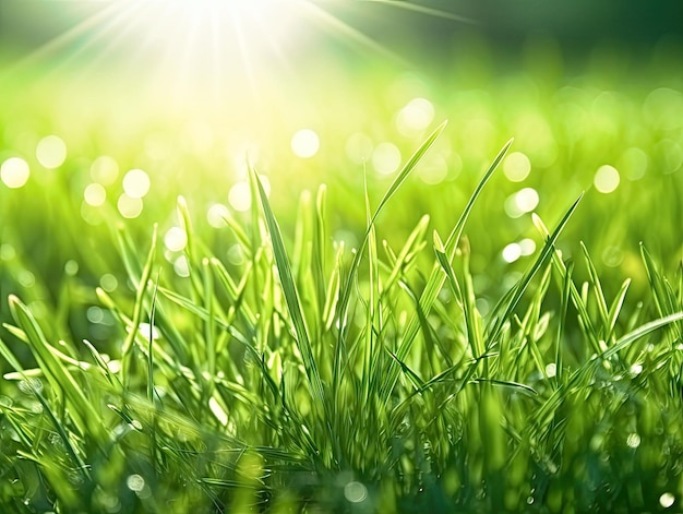 Belle toile de fond naturelle d'herbe verte et de soleil