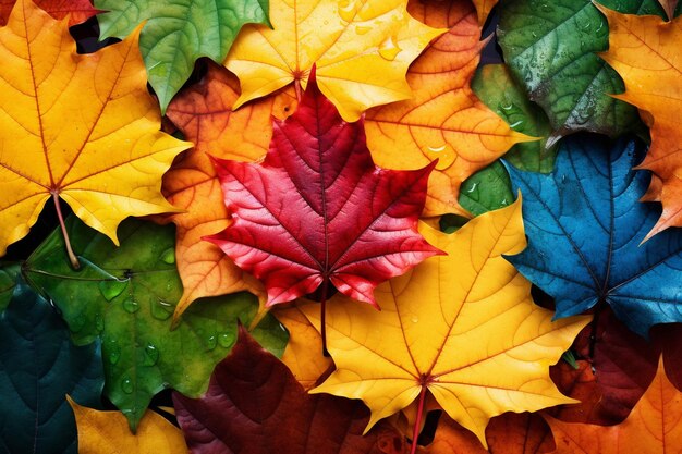 Belle toile de fond d'un paysage d'automne avec des feuilles sèches colorées