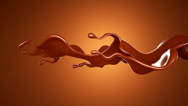 Une belle touche de chocolat sur fond marron. Rendu 3D.