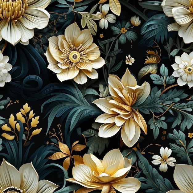 Belle tuile de motif sans couture de fleur élégante créée avec l'IA générative