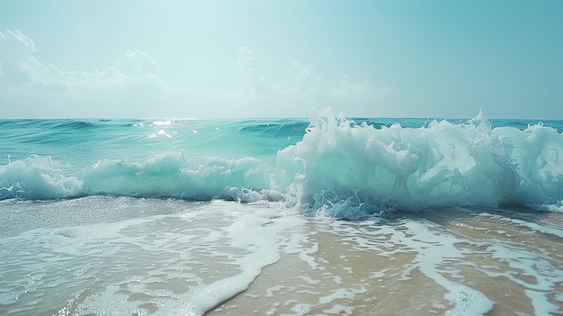 Une belle vague sur la plage avec un paysage calme