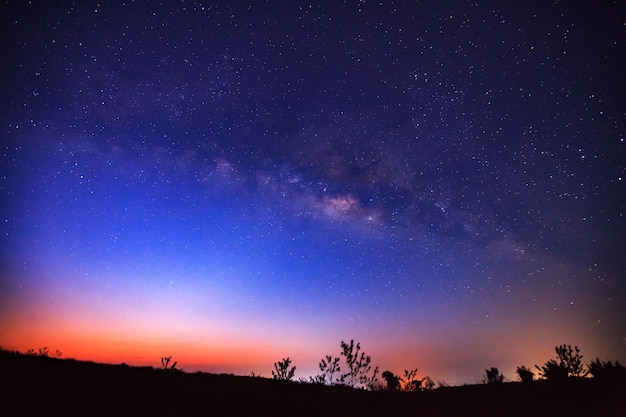 Belle voie lactée sur un ciel nocturne avant le lever du soleil