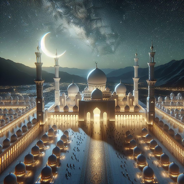 Belle vraie mosquée Ramadan Kareem 3d ai généré