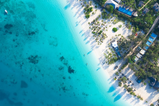 belle vue aérienne de l'île tropicale de Zanzibar. mer à Zanzibar beach, Tanzanie.