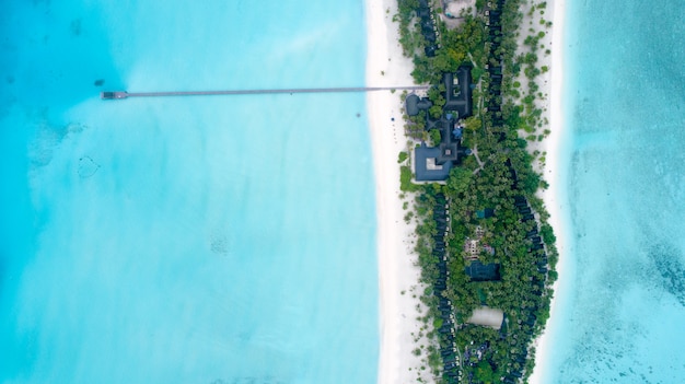 Belle vue aérienne des Maldives et de la plage tropicale. Concept de voyage et de vacances