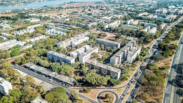 Une belle vue aérienne panoramique et drone de Brasilia, capitale du Brésil