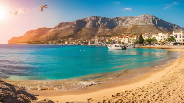 Photo belle vue sur la baie de kyrenia à kyrenia girne au nord de chypre