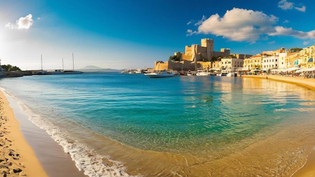 Photo belle vue sur la baie de kyrenia à kyrenia girne au nord de chypre