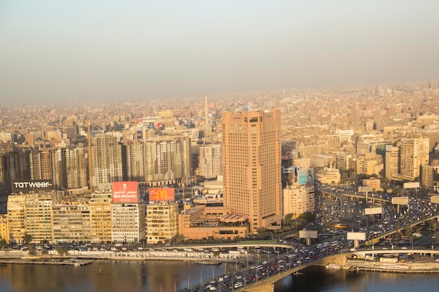 Belle vue sur le centre du Caire depuis la Tour du Caire au Caire, Egypte