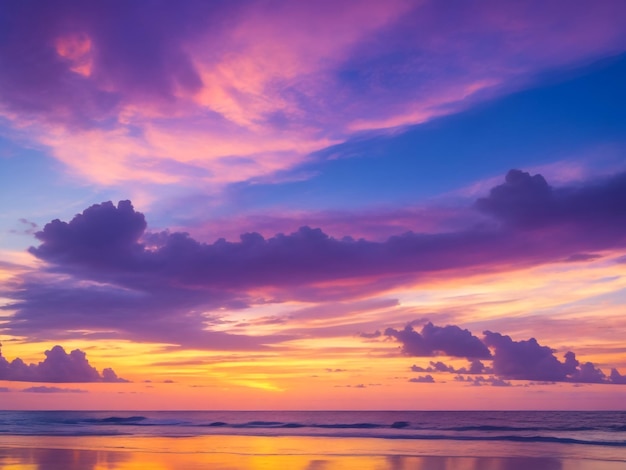 belle vue sur le ciel au coucher du soleil sur la plage