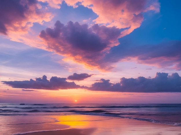 belle vue sur le ciel au coucher du soleil sur la plage