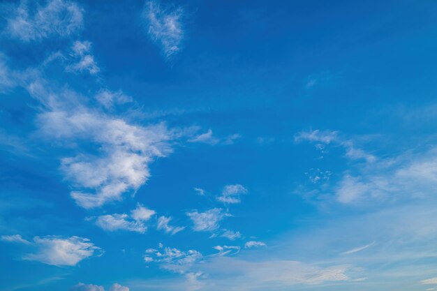 Belle vue sur le ciel bleu avec des nuages au lever du soleil Partiellement nuageux Fond nuage d'été Nuage d'été Nuage de ciel clair avec coucher de soleil Ciel naturel cinématographique beau fond de texture jaune et blanc