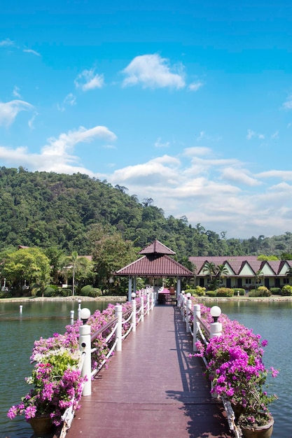 Belle vue sur un complexe tropical en Thaïlande