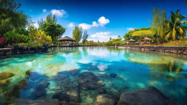 Photo belle vue sur l'eau turquoise du lagon tropical