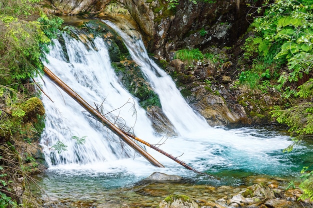 Belle vue d'été de cascade de montagne en Pologne.