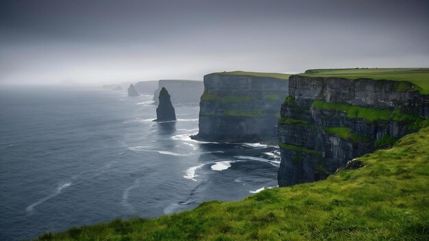 Une belle vue sur les falaises de Moher en Irlande par une journée sombre