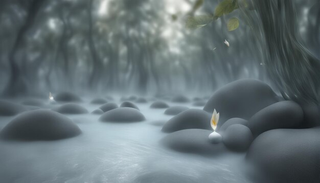 Photo belle vue sur la forêtbelle vue sur la forêtforêt de nuit sombre dans le brouillard