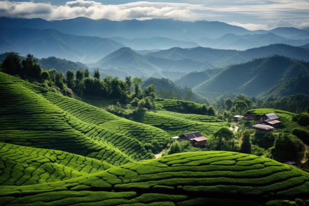 Photo belle vue sur la montagne mon jam dans la ville de chiang mai natures arrière-plan vert du siam