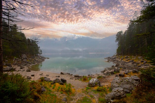 Une belle vue panoramique sur le célèbre lac Alpsee