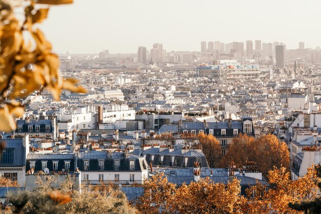 Photo belle vue panoramique sur paris à l'automne vintage tonique image