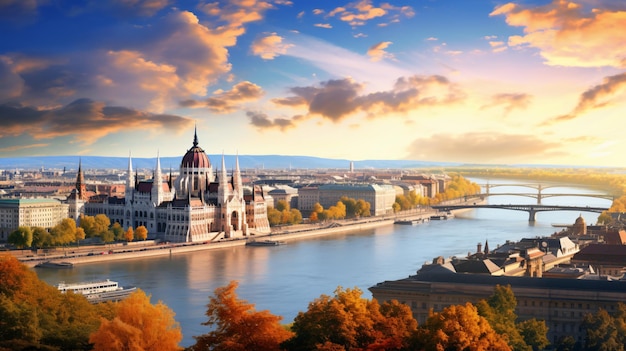 Belle vue panoramique sur la ville de Budapest